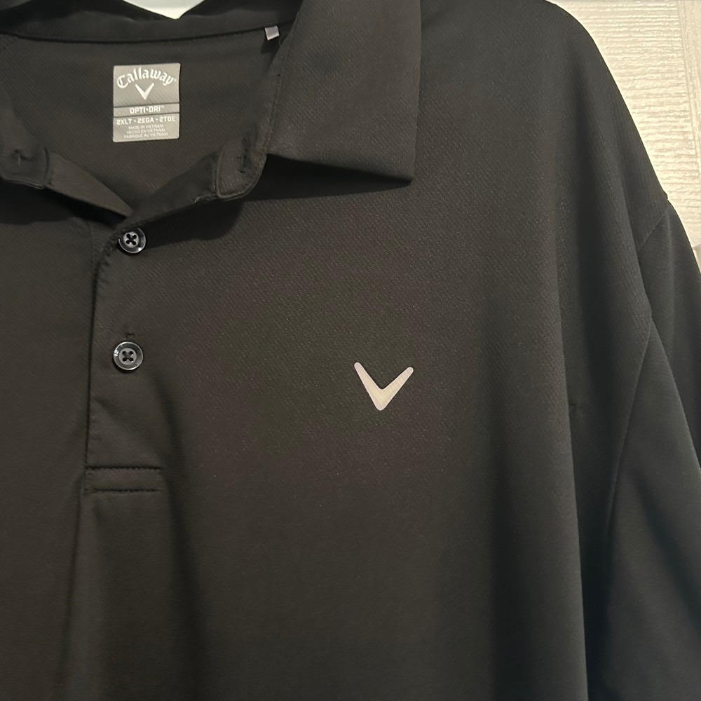 Callaway Polo Shirt Mens 2XLT Black Opti-Dri V Swing Tech Short Sleeve Golf - Picture 3 of 8